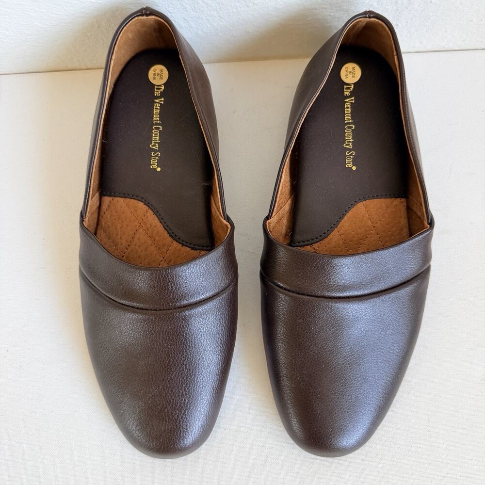 The Vermont Country Store Slippers Loafer Mens Classic Brown Leather Size 10 W